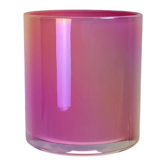 300ml - Mónaco Vaso de Vidrio para Velas - Frasco Rosa Flamingo Pink Arcoíris Tornasol Brillante - Candle Craft