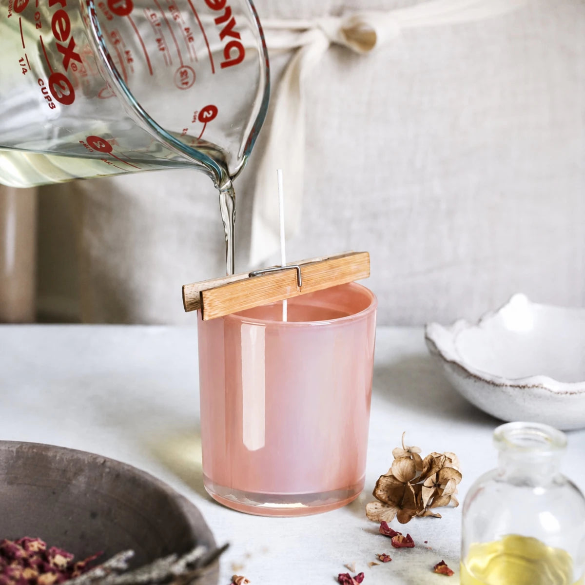 300ml - Mónaco Vaso de Vidrio para Velas - Frasco Rosa Pastel Arcoíris Tornasol - Candle Craft