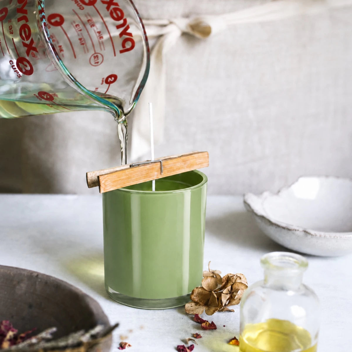 300ml - Mónaco Vaso de vidrio para velas - Frasco Verde Menta Brillante - Candle Craft