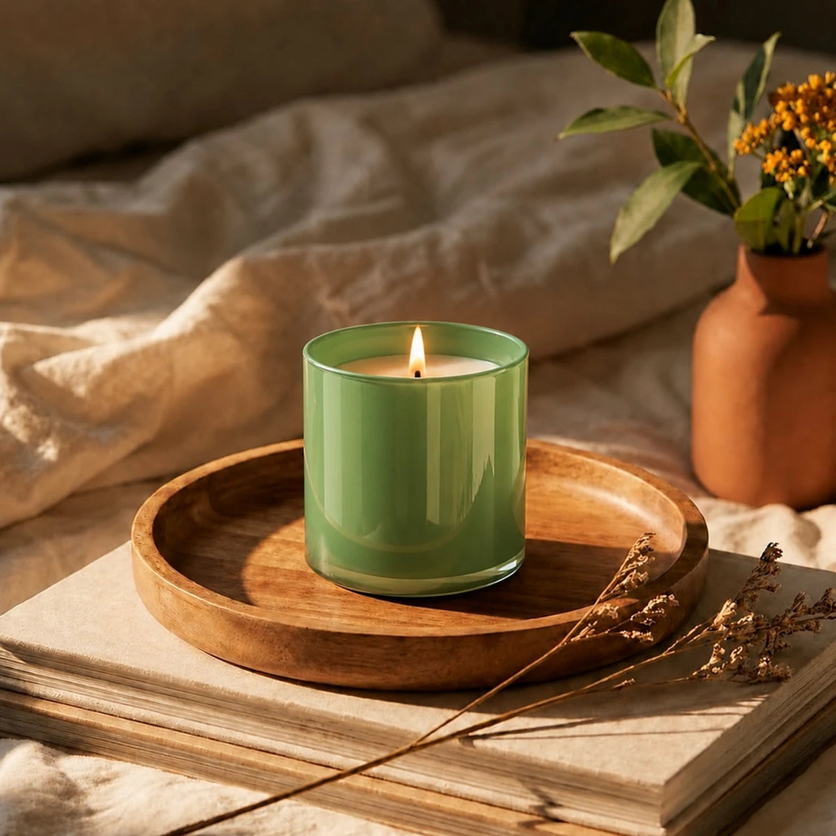 300ml - Mónaco Vaso de vidrio para velas - Frasco Verde Menta Brillante - Candle Craft
