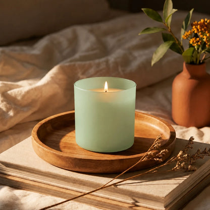 300ml - Mónaco Vaso de vidrio para velas - Frasco Verde Menta - Mate - Candle Craft