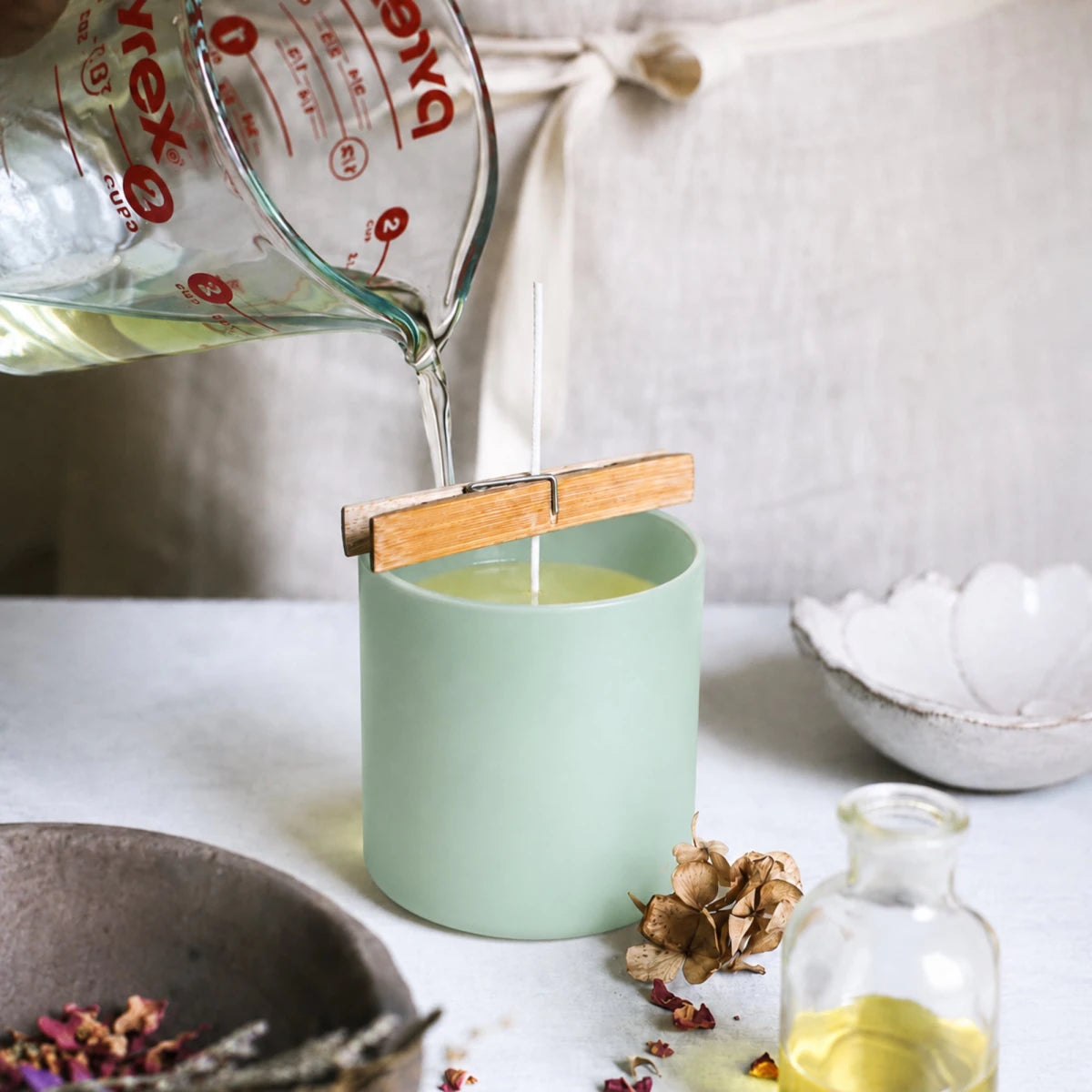 300ml - Mónaco Vaso de vidrio para velas - Frasco Verde Menta - Mate - Candle Craft