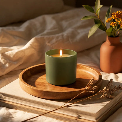 300ml - Mónaco Vaso de vidrio para velas - Frasco Verde Salvia - Mate - Candle Craft