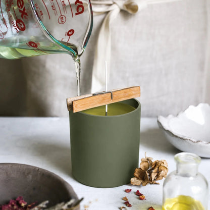 300ml - Mónaco Vaso de vidrio para velas - Frasco Verde Salvia - Mate - Candle Craft