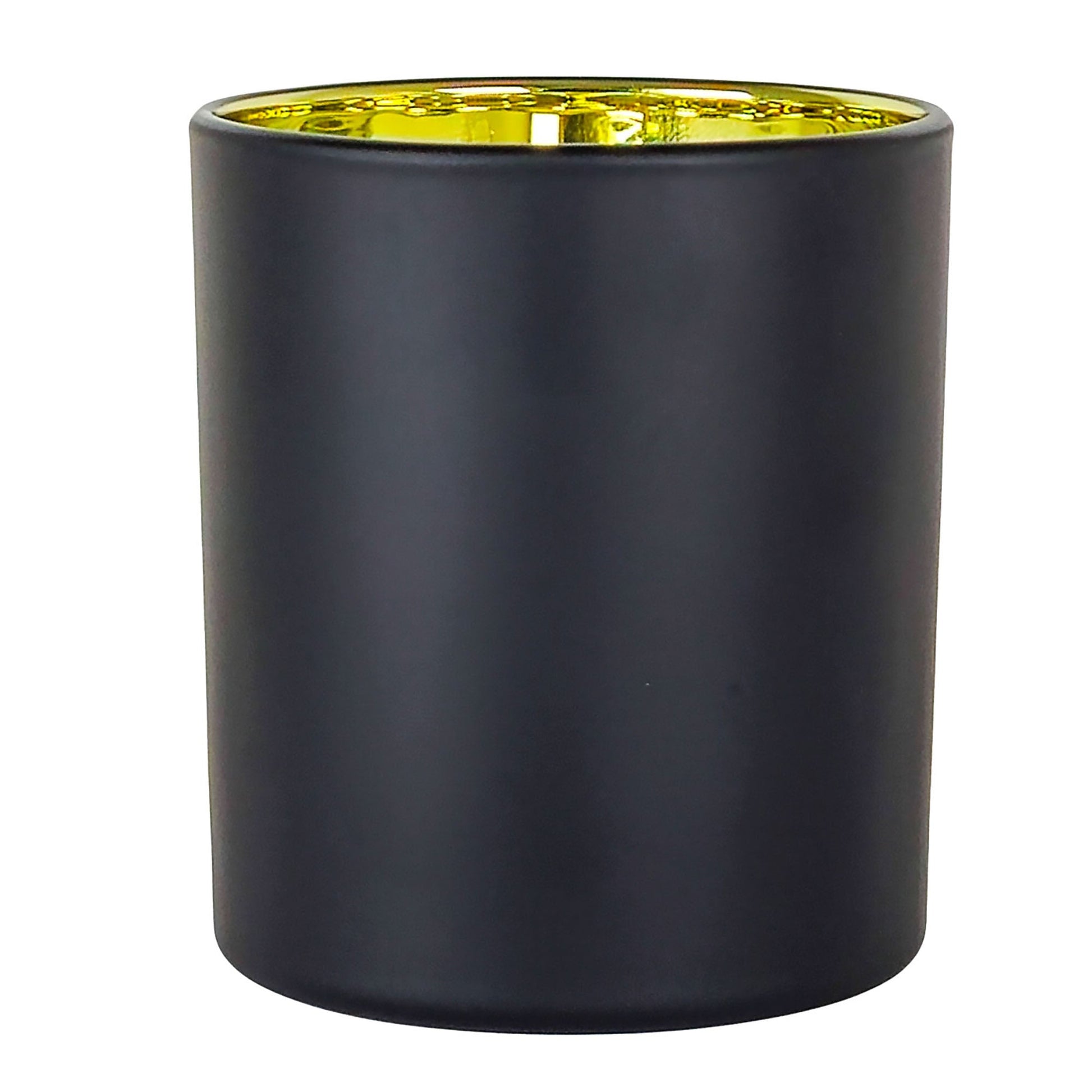 300ml - Mónaco Vaso de vidrio para velas - Negro Mate / Dorado Metálico - Candle Craft