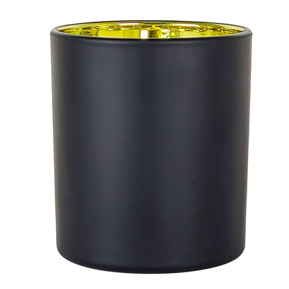 300ml - Mónaco Vaso de vidrio para velas - Negro Mate / Dorado Metálico - Candle Craft