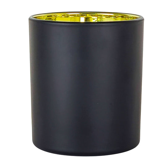 300ml - Mónaco Vaso de vidrio para velas - Negro Mate / Dorado Metálico - Candle Craft