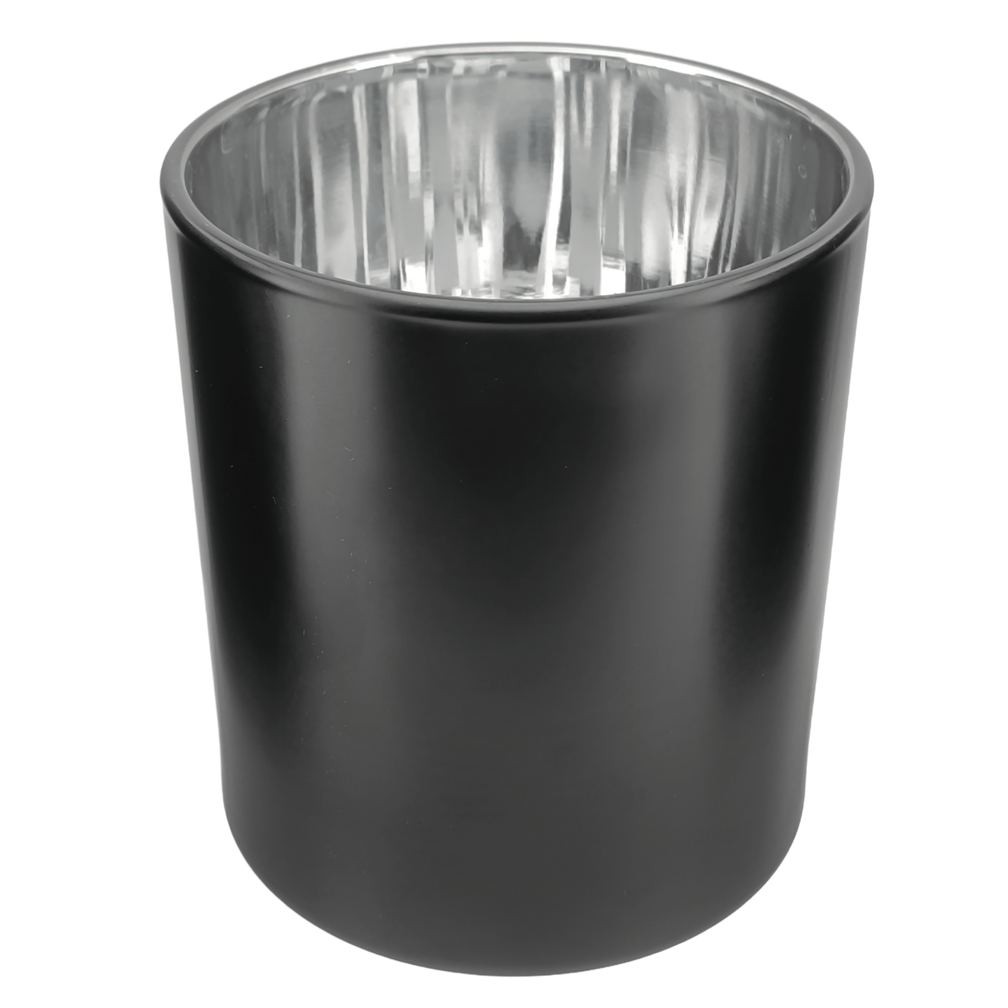 300ml - Mónaco Vaso de vidrio para velas - Negro Mate / Plata Metálico - Candle Craft