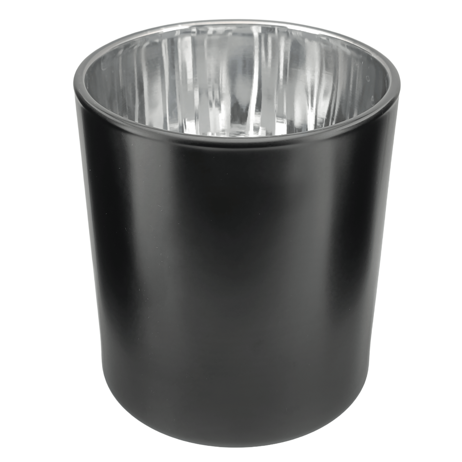 300ml - Mónaco Vaso de vidrio para velas - Negro Mate / Plata Metálico - Candle Craft