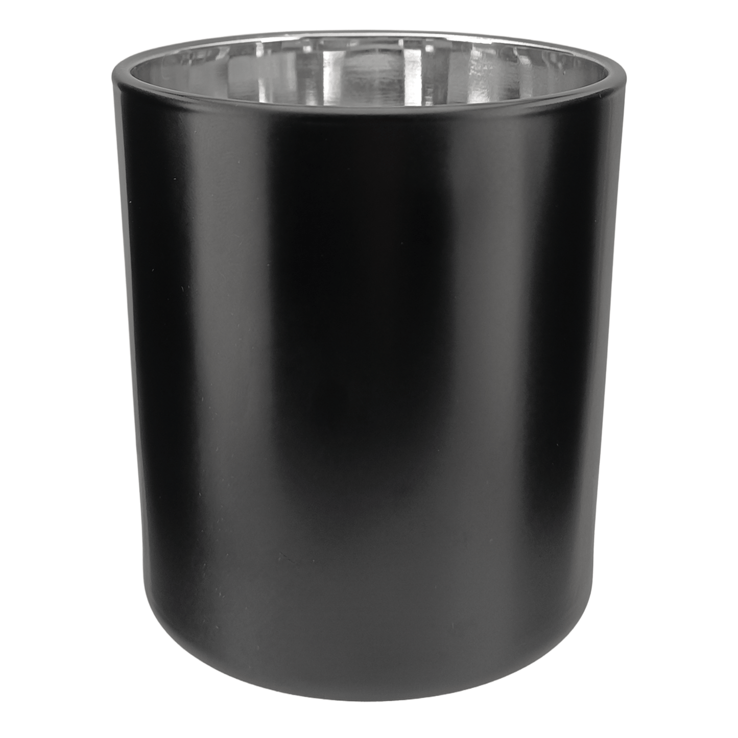 300ml - Mónaco Vaso de vidrio para velas - Negro Mate / Plata Metálico - Candle Craft