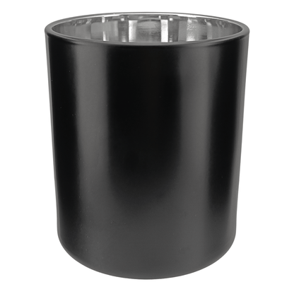 300ml - Mónaco Vaso de vidrio para velas - Negro Mate / Plata Metálico - Candle Craft