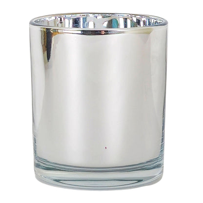 300ml - Mónaco Vaso de vidrio para velas - Plata Metálico - Candle Craft