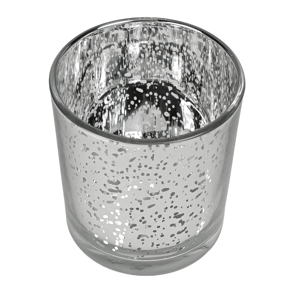 300ml - Mónaco Vaso de vidrio para velas - Plata - Metálico con Salpicaduras - Candle Craft