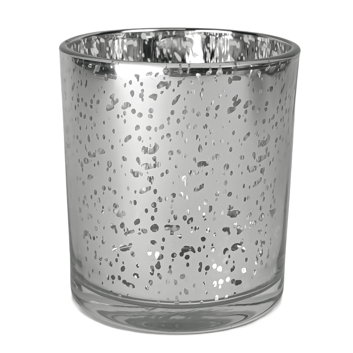 300ml - Mónaco Vaso de vidrio para velas - Plata - Metálico con Salpicaduras - Candle Craft