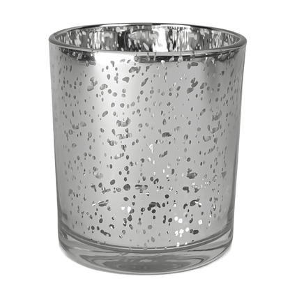 300ml - Mónaco Vaso de vidrio para velas - Plata - Metálico con Salpicaduras - Candle Craft