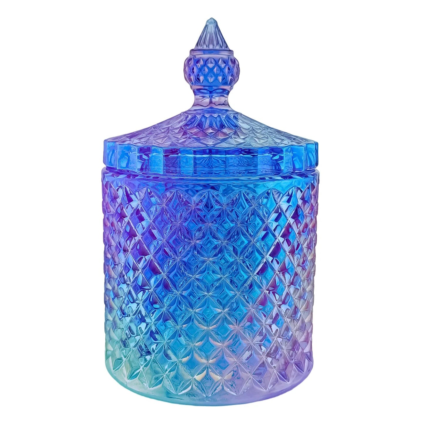 300ml - París Vaso de lujo de vidrio para velas - Azul Morado Arcoiris Tornasol - Candle Craft