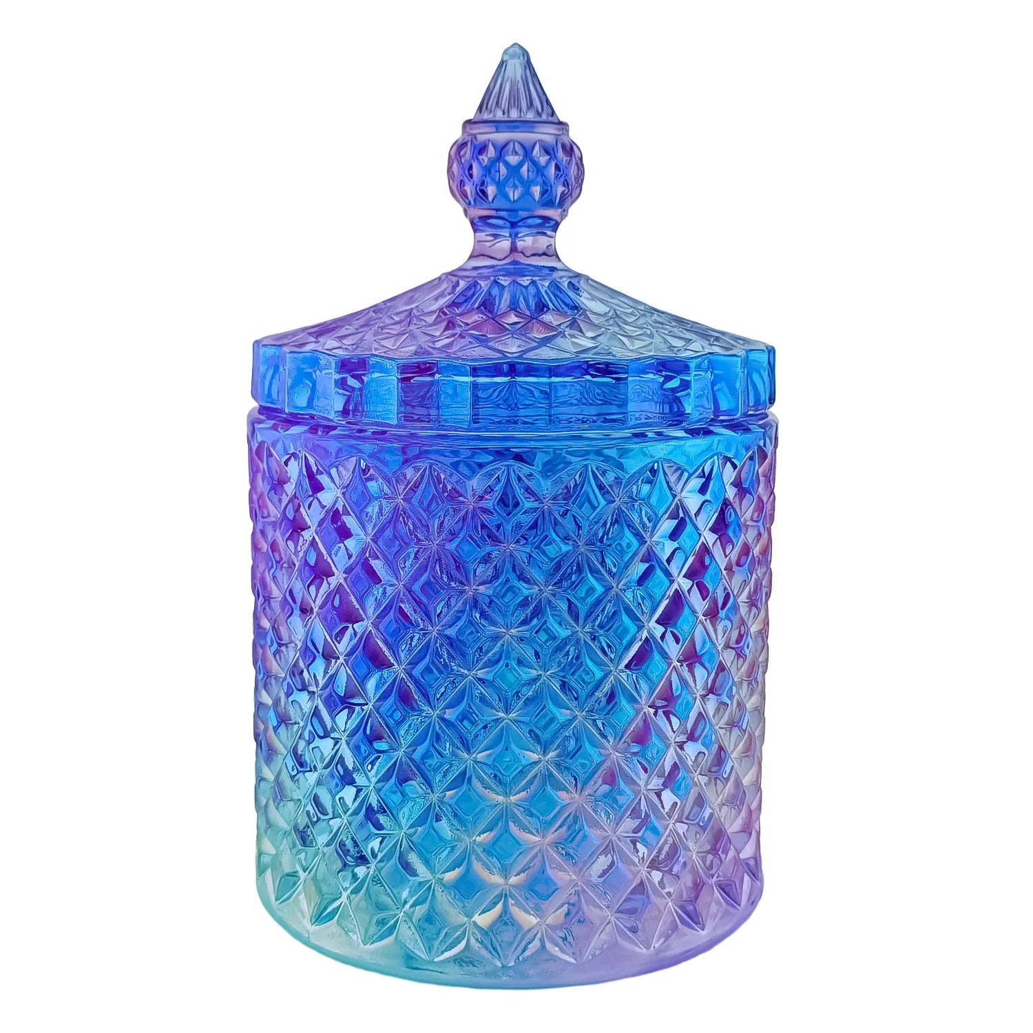 300ml - París Vaso de lujo de vidrio para velas - Azul Morado Arcoiris Tornasol - Candle Craft