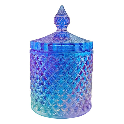 300ml - París Vaso de lujo de vidrio para velas - Azul Morado Arcoiris Tornasol - Candle Craft