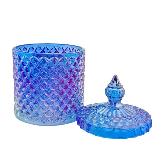 300ml - París Vaso de lujo de vidrio para velas - Azul Morado Arcoiris Tornasol - Candle Craft