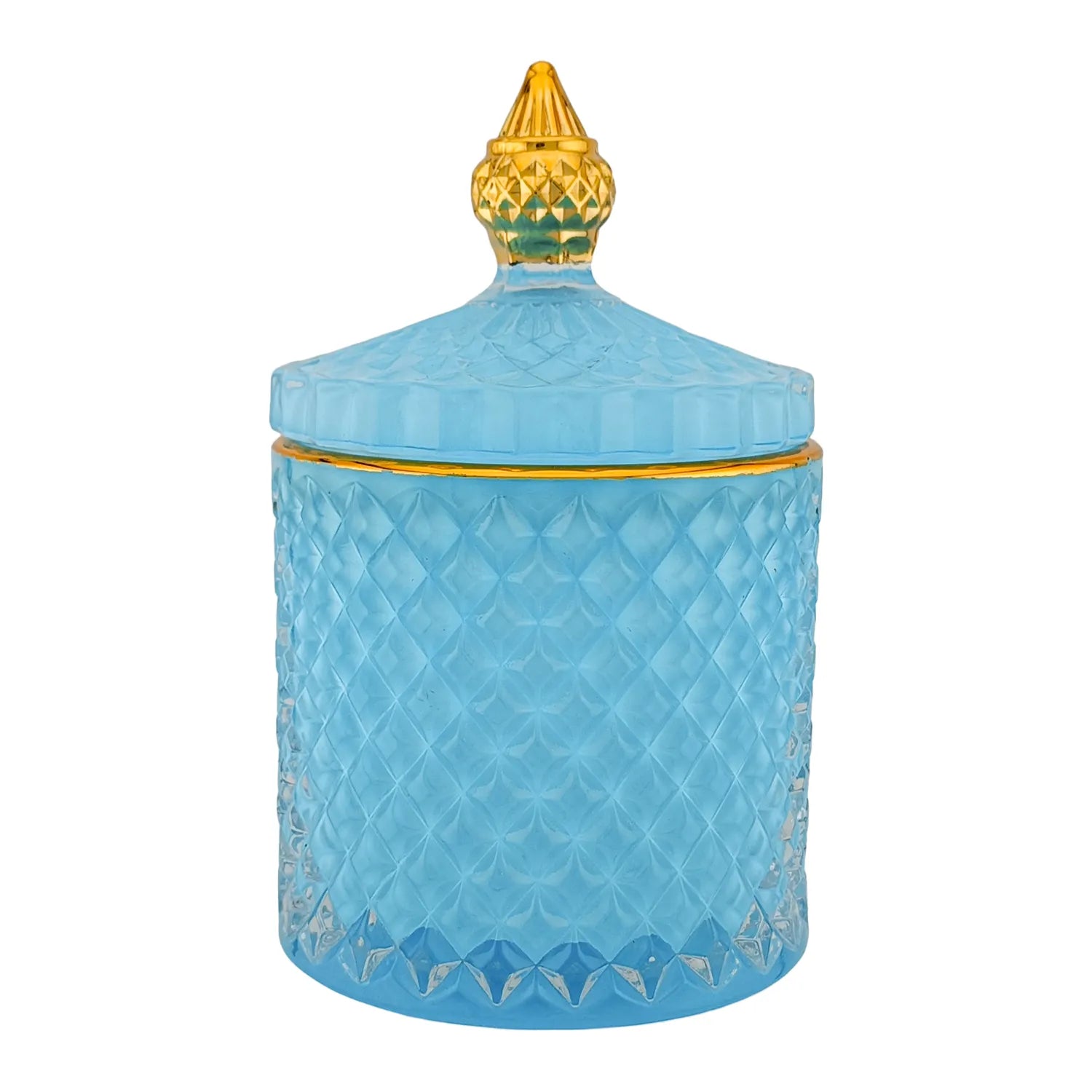 300ml - París Vaso de lujo de vidrio para velas Azul Pastel - Azul Turquesa / Azul Bebé con Oro - Candle Craft
