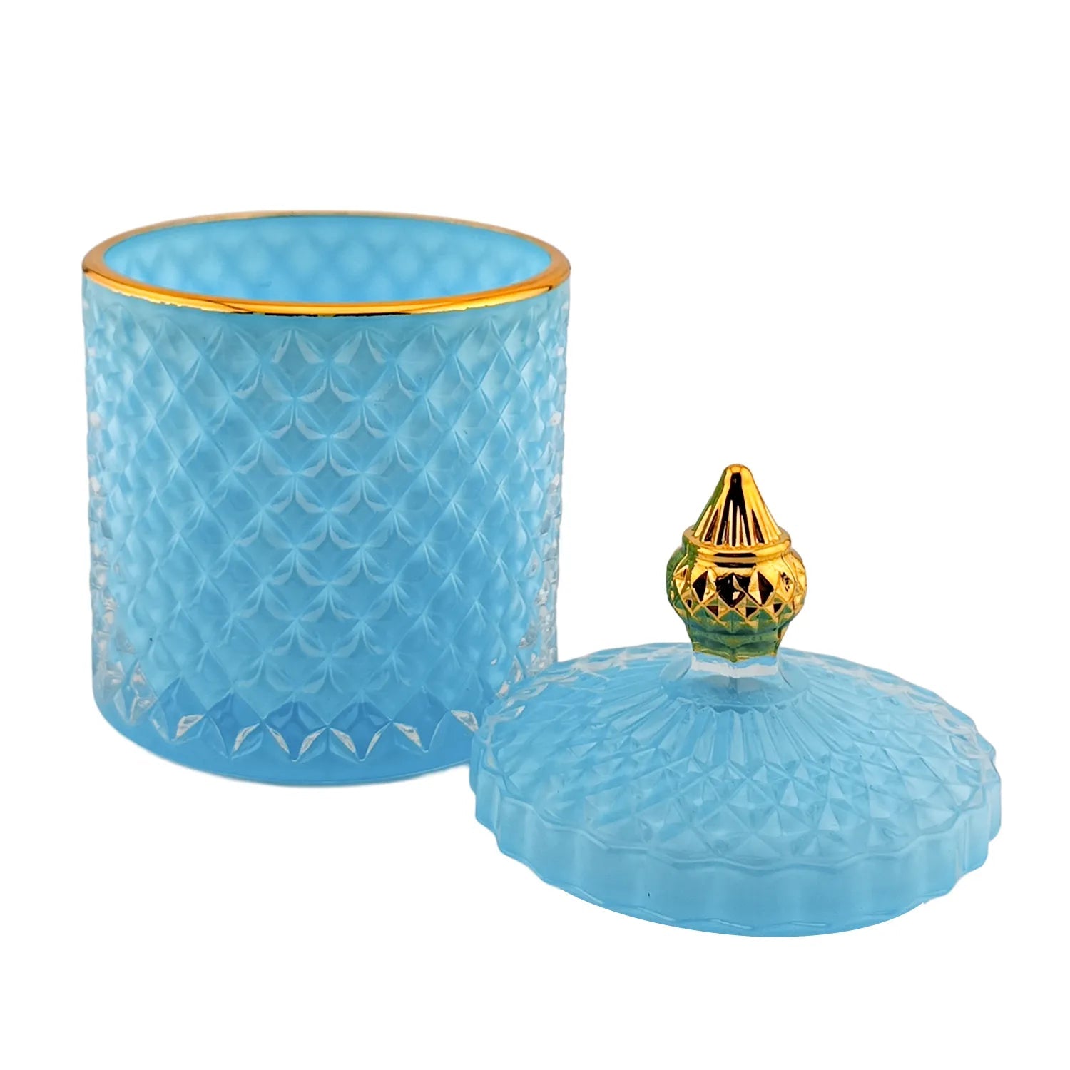 300ml - París Vaso de lujo de vidrio para velas Azul Pastel - Azul Turquesa / Azul Bebé con Oro - Candle Craft