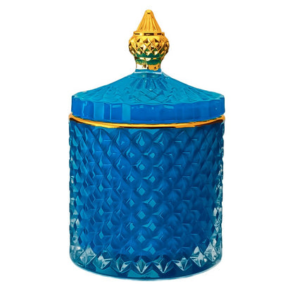 300ml - París Vaso de lujo de vidrio para velas Azul Pastel - Frasco Azul Royal - Con Oro - Candle Craft
