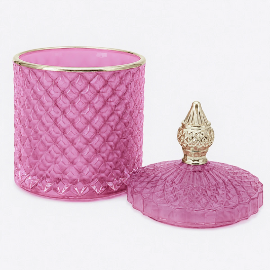 300ml - París Vaso de lujo de vidrio para velas Azul Pastel - Frasco Rosa Claro Pink Pastel con Oro - Candle Craft