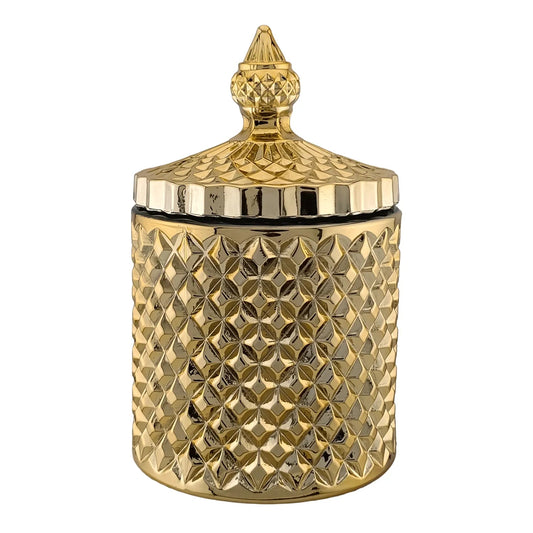 300ml - París Vaso de lujo de vidrio para velas - Dorado Metalico - Candle Craft