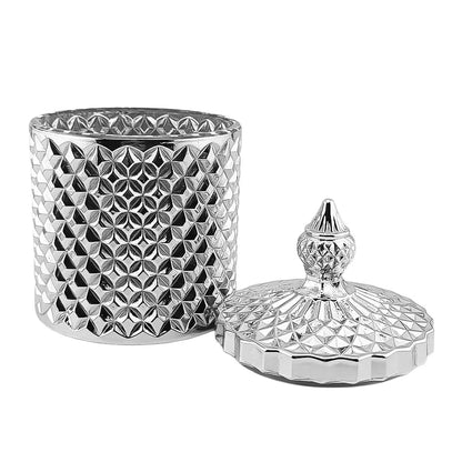 300ml - París Vaso de lujo de vidrio para velas - Frasco de vidrio Plateado Metálico - Candle Craft