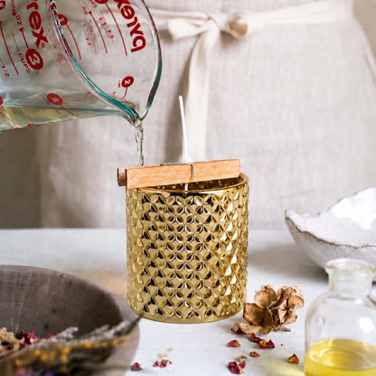 300ml - París Vaso de lujo de vidrio para velas - Frasco Dorado Metálico - Candle Craft
