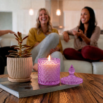 300ml - París Vaso de lujo de vidrio para velas - Frasco Fucsia / Morado Claro / Magenta - Candle Craft