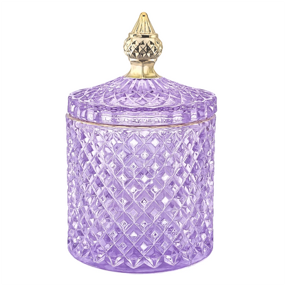 300ml - París Vaso de lujo de vidrio para velas - Frasco Morado con Oro - Candle Craft