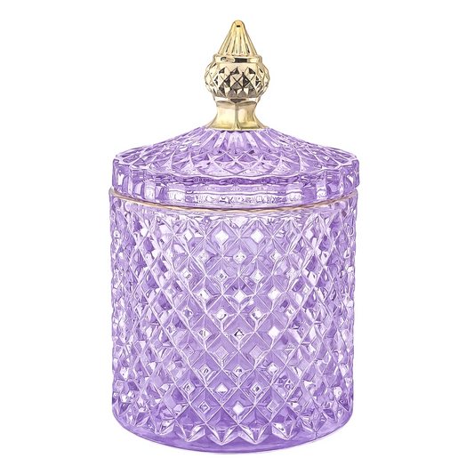 300ml - París Vaso de lujo de vidrio para velas - Frasco Morado con Oro - Candle Craft