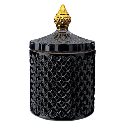 300ml - París Vaso de lujo de vidrio para velas - Frasco Negro con Oro - Candle Craft