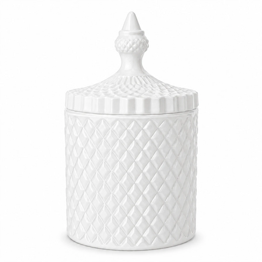 300ml - París Vaso de lujo de vidrio para velas - Frasco para Velas - Blanco Brillante - Candle Craft