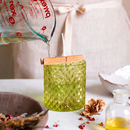 300ml - París Vaso de lujo de vidrio para velas - Frasco para Velas - Verde Claro Transparente - Candle Craft