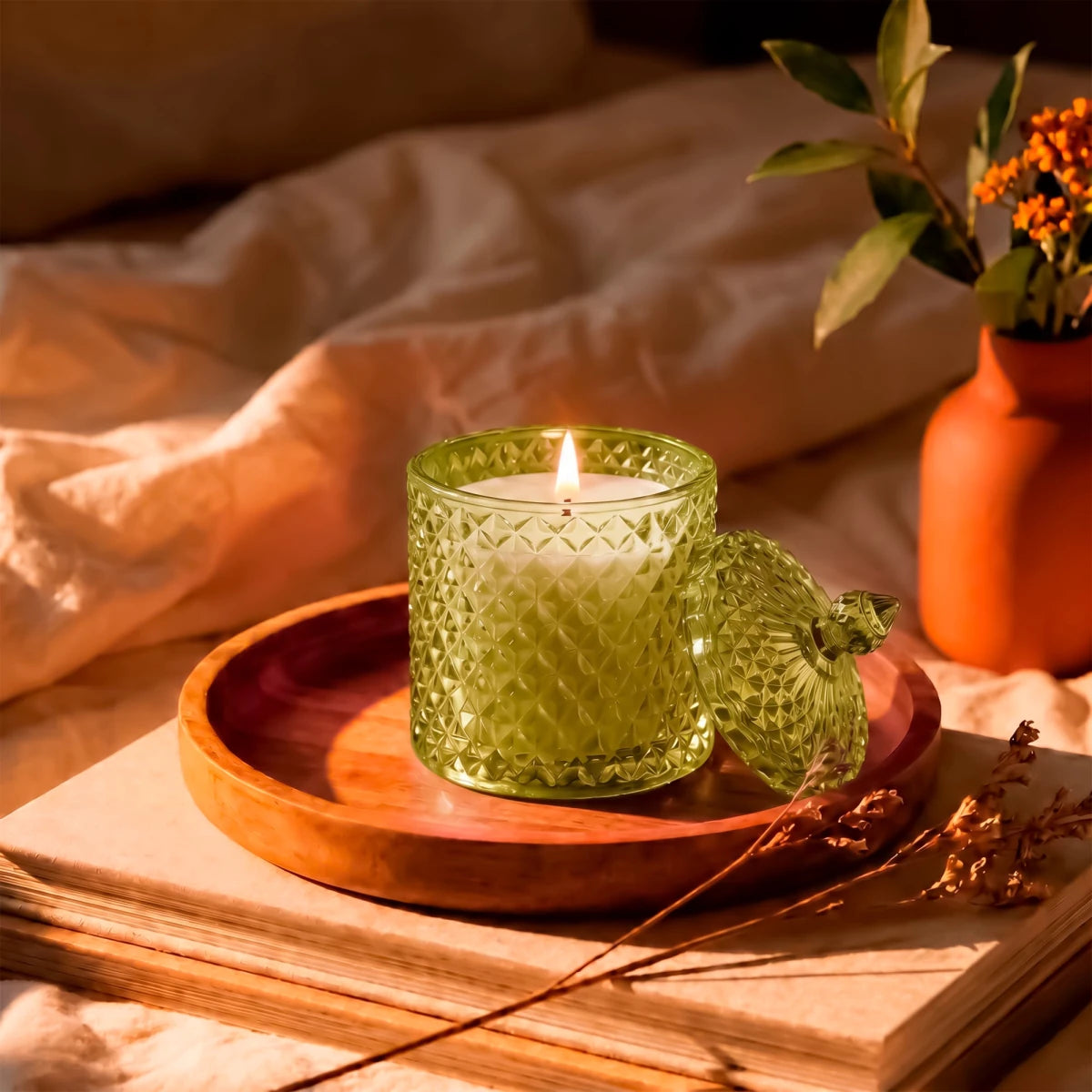 300ml - París Vaso de lujo de vidrio para velas - Frasco para Velas - Verde Claro Transparente - Candle Craft