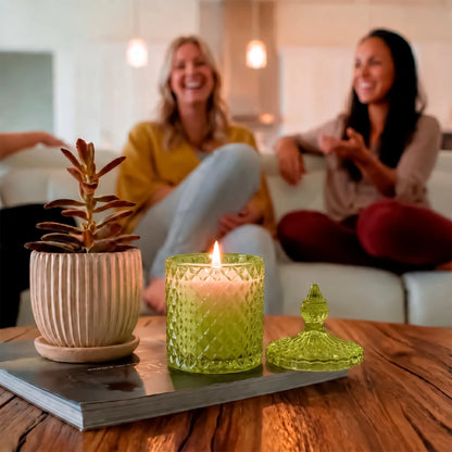 300ml - París Vaso de lujo de vidrio para velas - Frasco para Velas - Verde Claro Transparente - Candle Craft