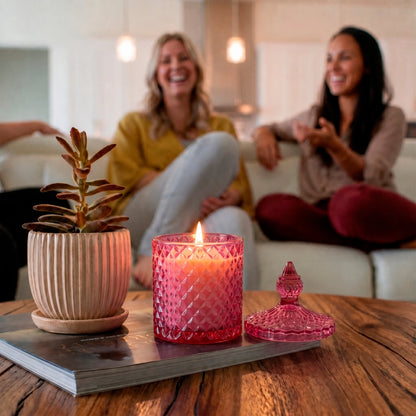 300ml - París Vaso de lujo de vidrio para velas - Frasco Pink Brillante - Candle Craft