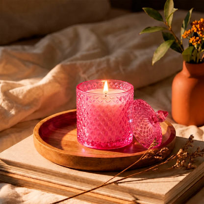 300ml - París Vaso de lujo de vidrio para velas - Frasco Pink Brillante - Candle Craft