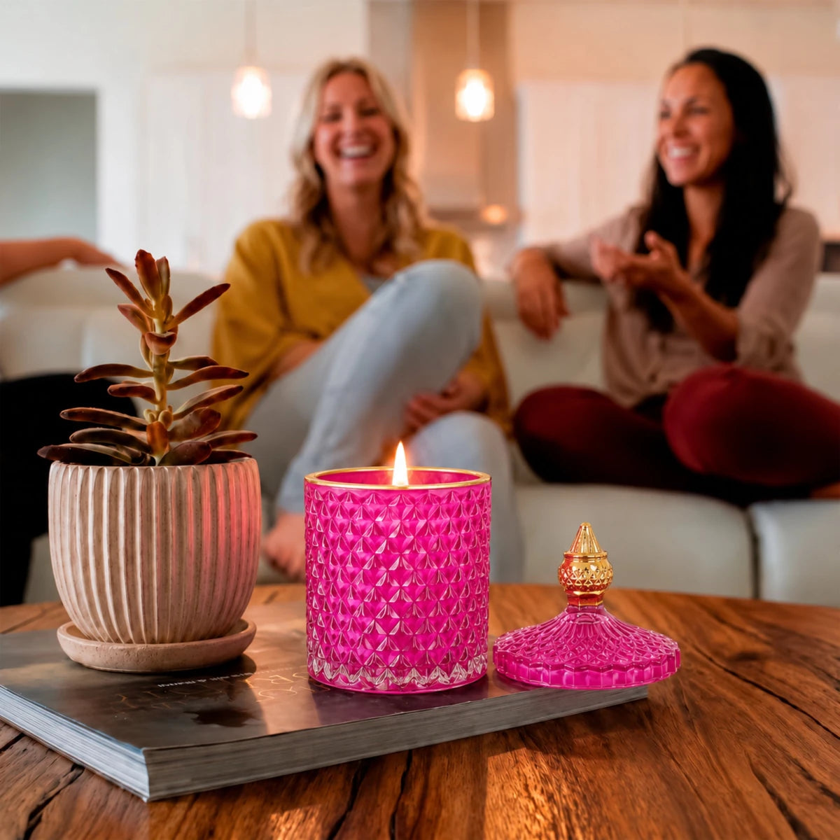 300ml - París Vaso de lujo de vidrio para velas - Frasco Rosa Pink con Oro - Candle Craft