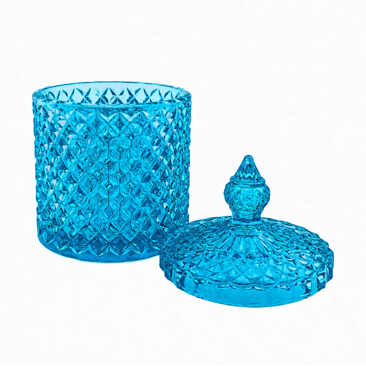 300ml - París Vaso de lujo de vidrio para velas - Frasco Transparente Azul Oscuro - Candle Craft