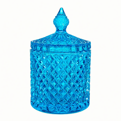 300ml - París Vaso de lujo de vidrio para velas - Frasco Transparente Azul Oscuro - Candle Craft