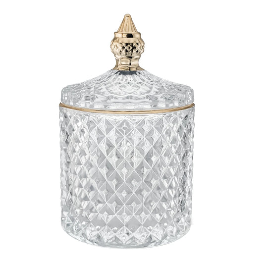 300ml - París Vaso de lujo de vidrio para velas - Frasco Transparente con Oro - Candle Craft