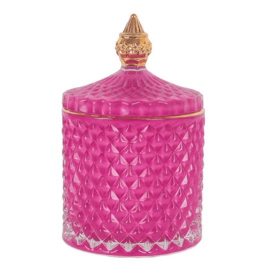 300ml - París Vaso de lujo de vidrio para velas - Rosa Pink con Oro - Candle Craft