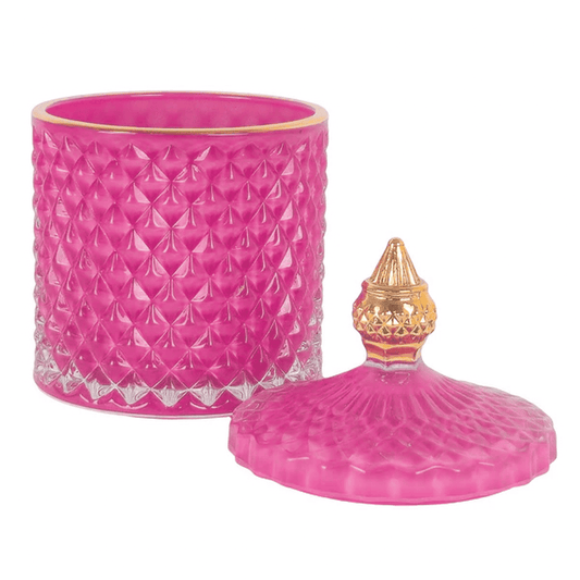 300ml - París Vaso de lujo de vidrio para velas - Rosa Pink con Oro - Candle Craft
