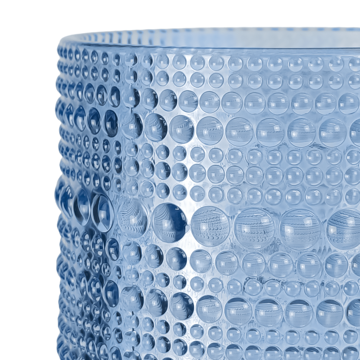300ml - Tahití Vaso de vidrio con Diseño Perlado para velas - Azul Transparente - Candle Craft