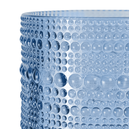 300ml - Tahití Vaso de vidrio con Diseño Perlado para velas - Azul Transparente - Candle Craft