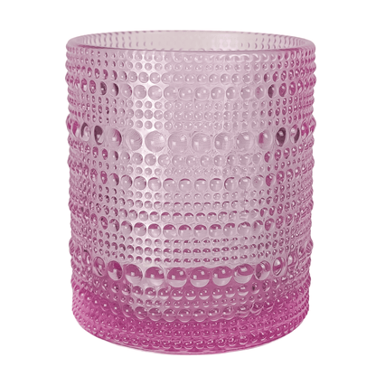 300ml - Tahití Vaso de vidrio con Diseño Perlado para velas - Morado Transparente - Candle Craft
