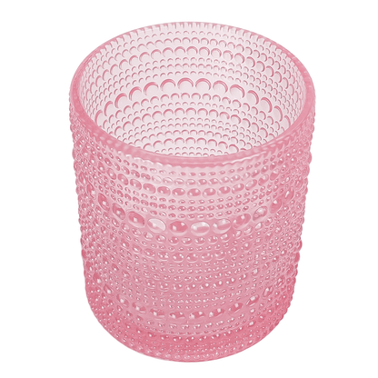 300ml - Tahití Vaso de vidrio con Diseño Perlado para velas - Rosa Transparente - Candle Craft
